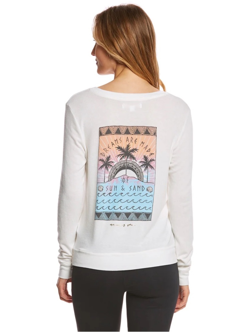 NWOT-Spiritual Gangster-Sun Sand Dreams Savasana V-Neck Long Sleeve Tee